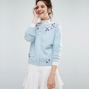 Willow and Page Cardigan with Pom Trims, Size M